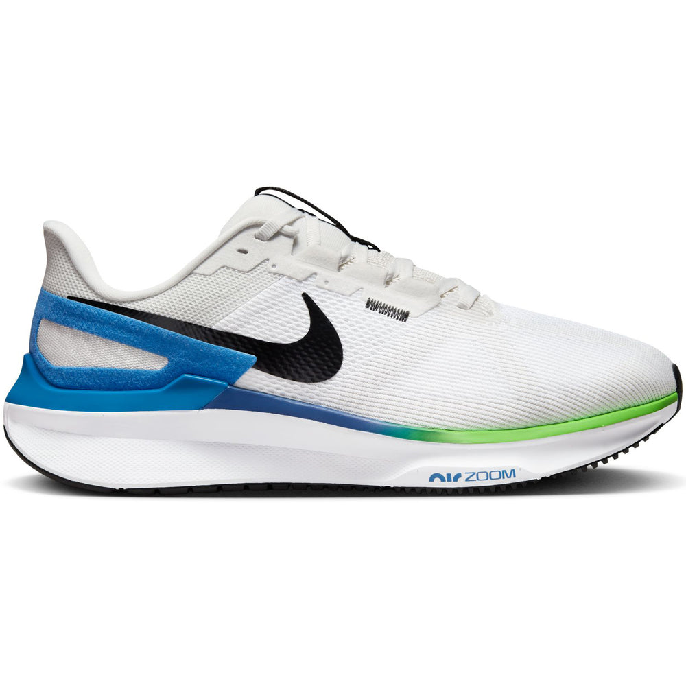 Nike Men's Structure 25 Wide Fit Running Shoes White / Platinum Tint / Star Blue / Black - achilles heel