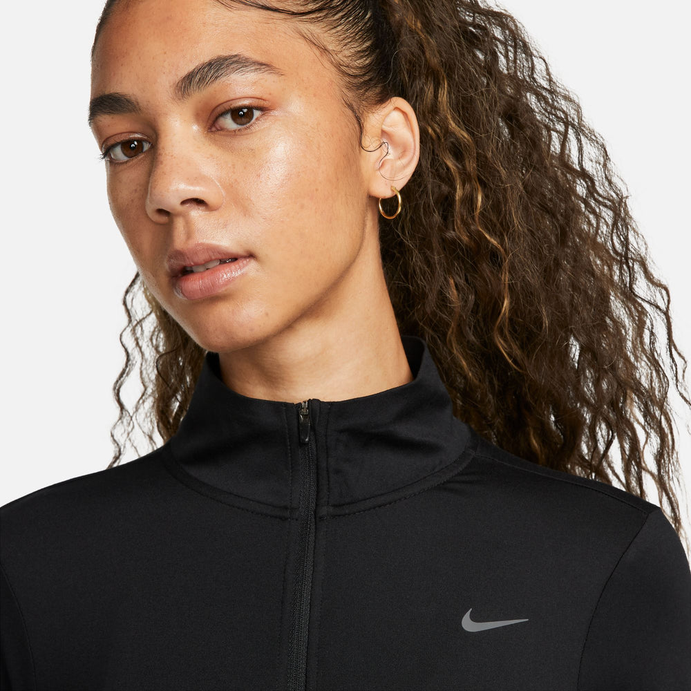 Nike Women's Dri-FIT Swift 1/4 Zip Running Top Black - achilles heel