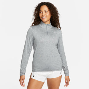 Nike Women's Dri-FIT Swift 1/4 Zip Running Top Smoke Grey / Light Smoke Grey / Heather - achilles heel