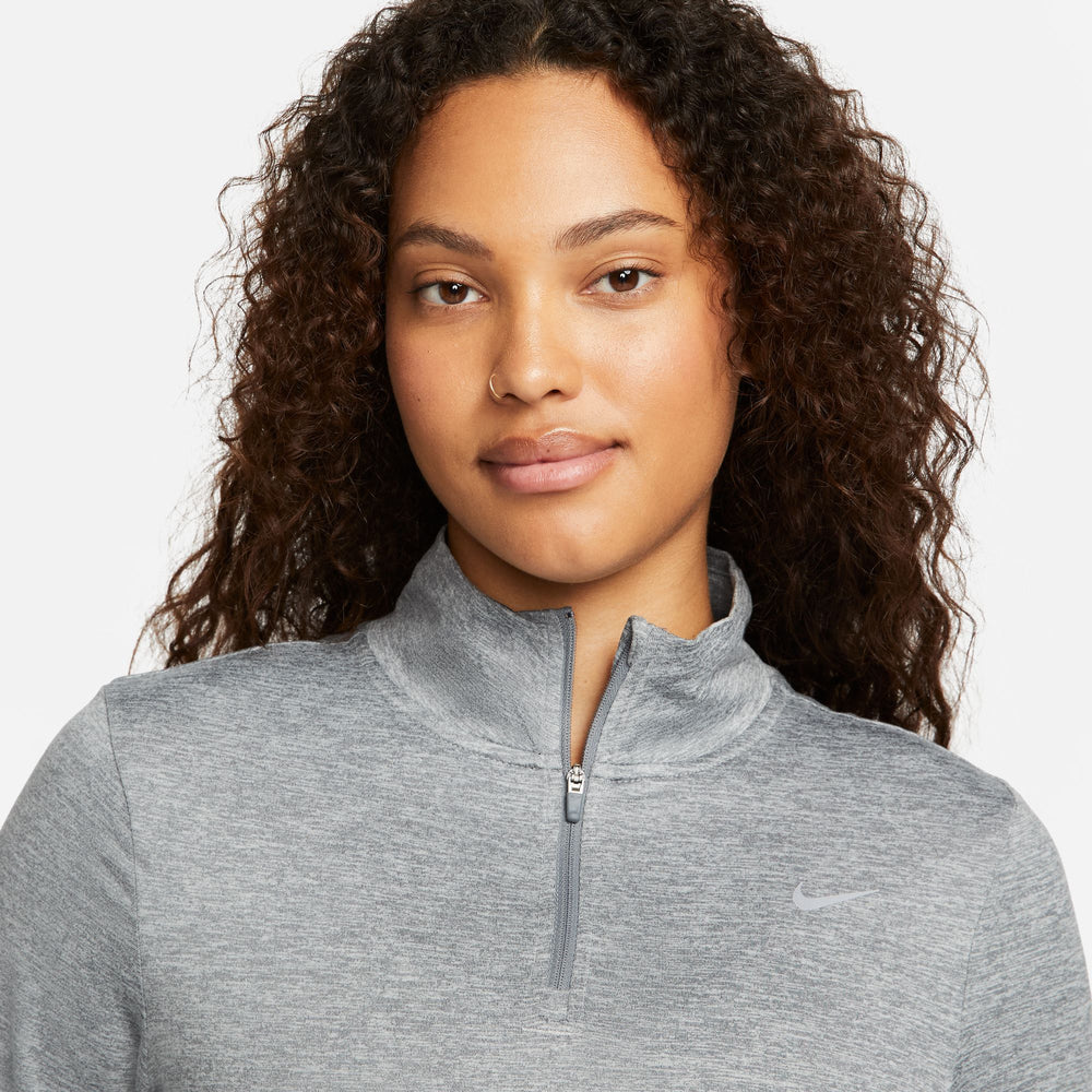 Nike Women's Dri-FIT Swift 1/4 Zip Running Top Smoke Grey / Light Smoke Grey / Heather - achilles heel