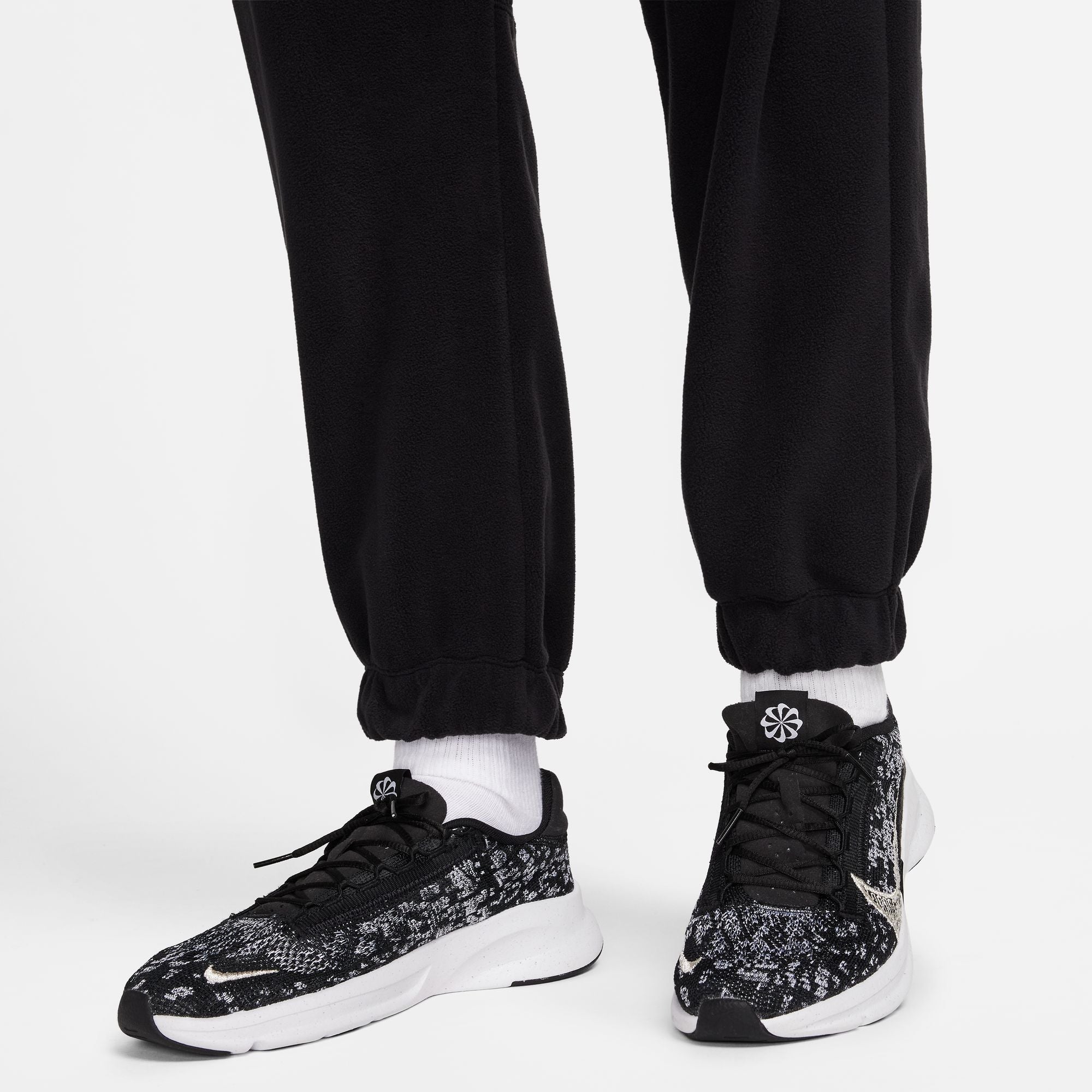 Nike Women's Therma-FIT One Loose Fleece Pants Black / Pale Ivory - Achilles Heel