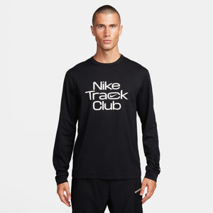 Nike Men's Dri-FIT Track Club Long Sleeve Black / Summit White - achilles heel