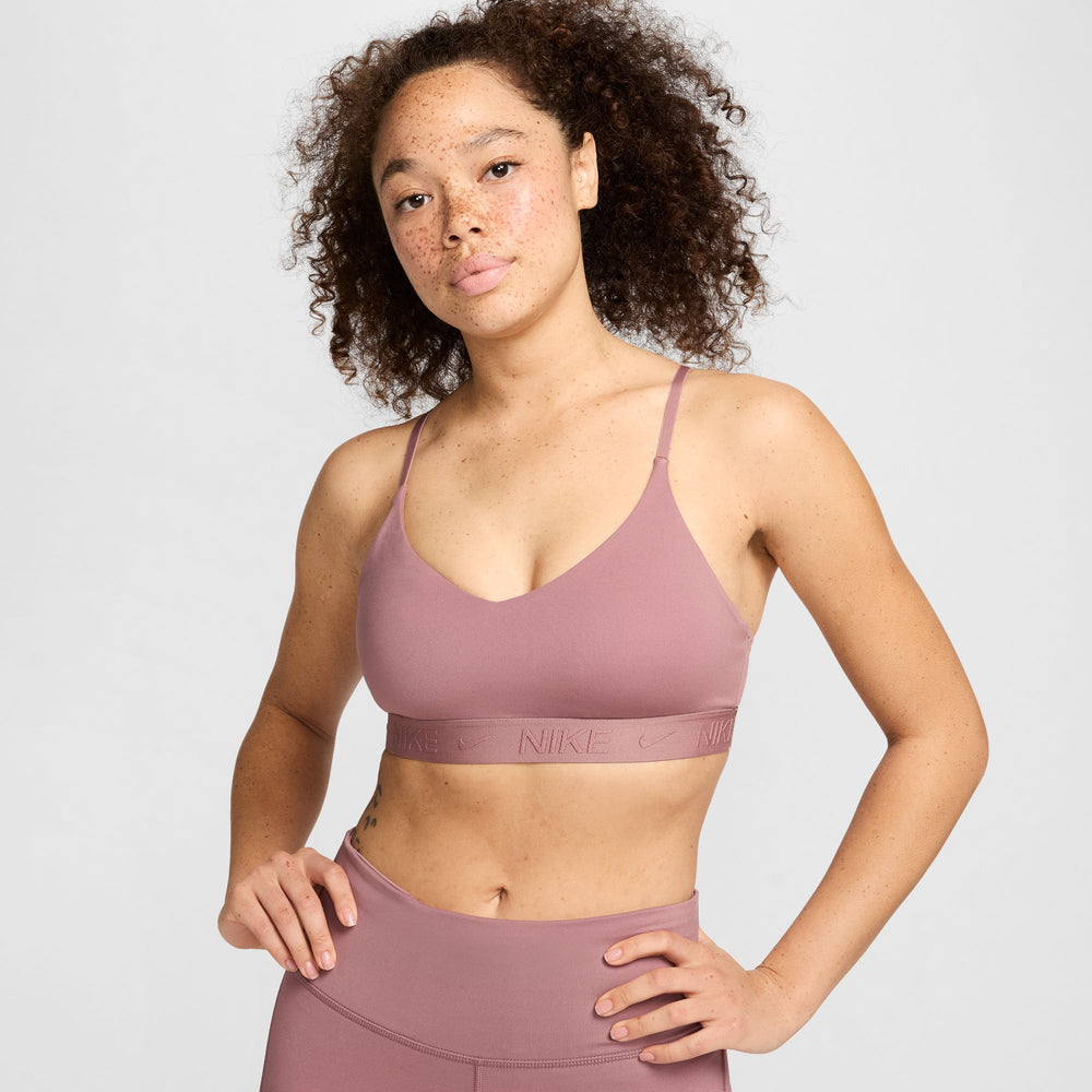 Nike Women's Indy Light-Support Sports Bra Smokey Mauve / Black - achilles heel