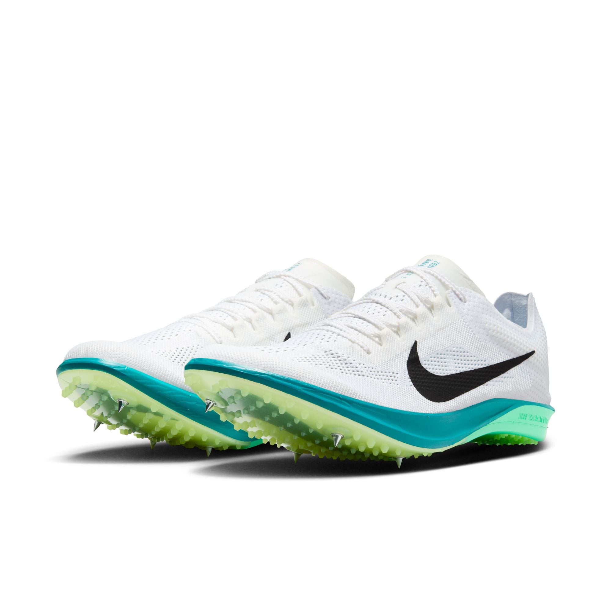 Nike ZoomX Dragonfly 2 Running Spikes White / Black / Bright Spruce / Electric Algae - Achilles Heel