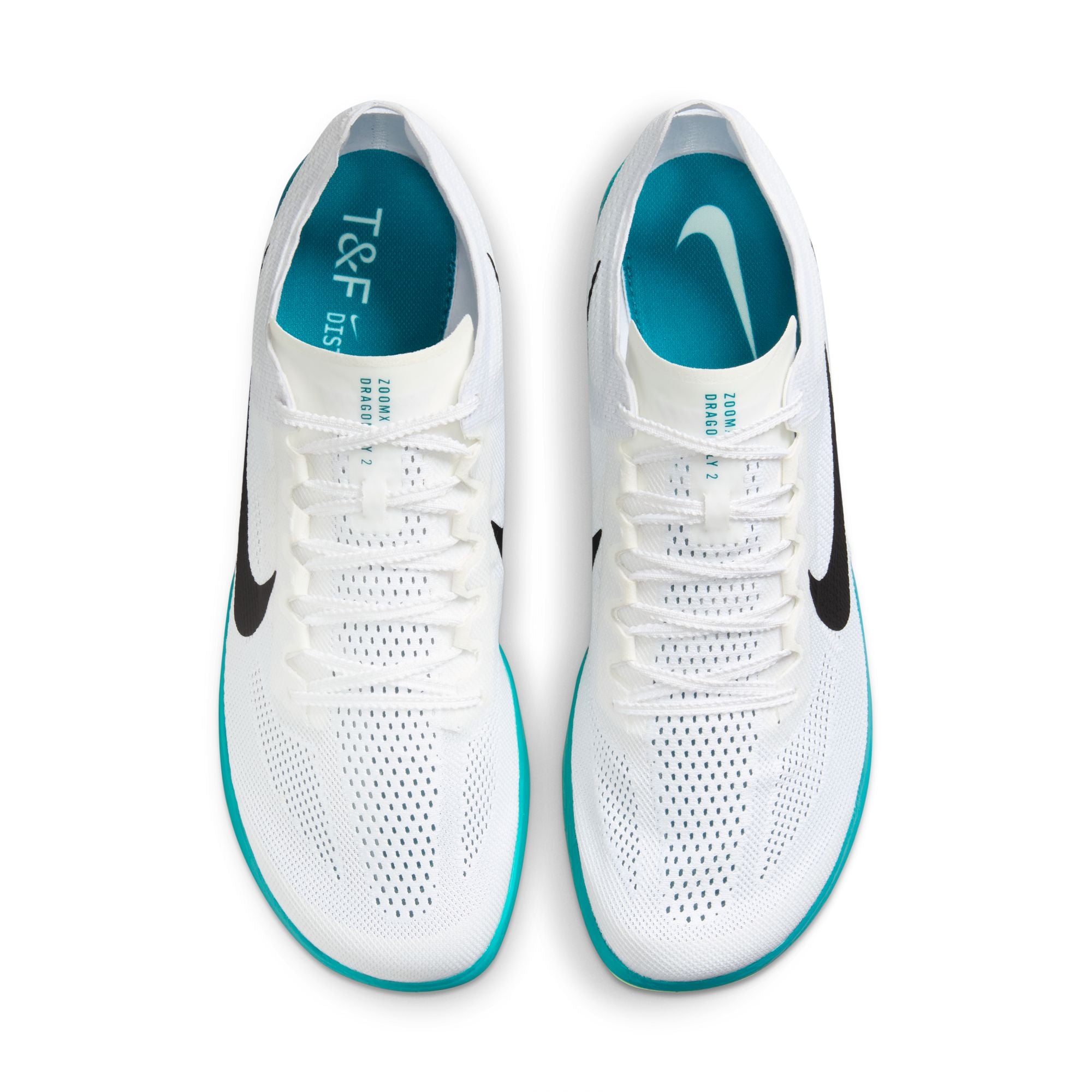 Nike ZoomX Dragonfly 2 Running Spikes White / Black / Bright Spruce / Electric Algae - Achilles Heel