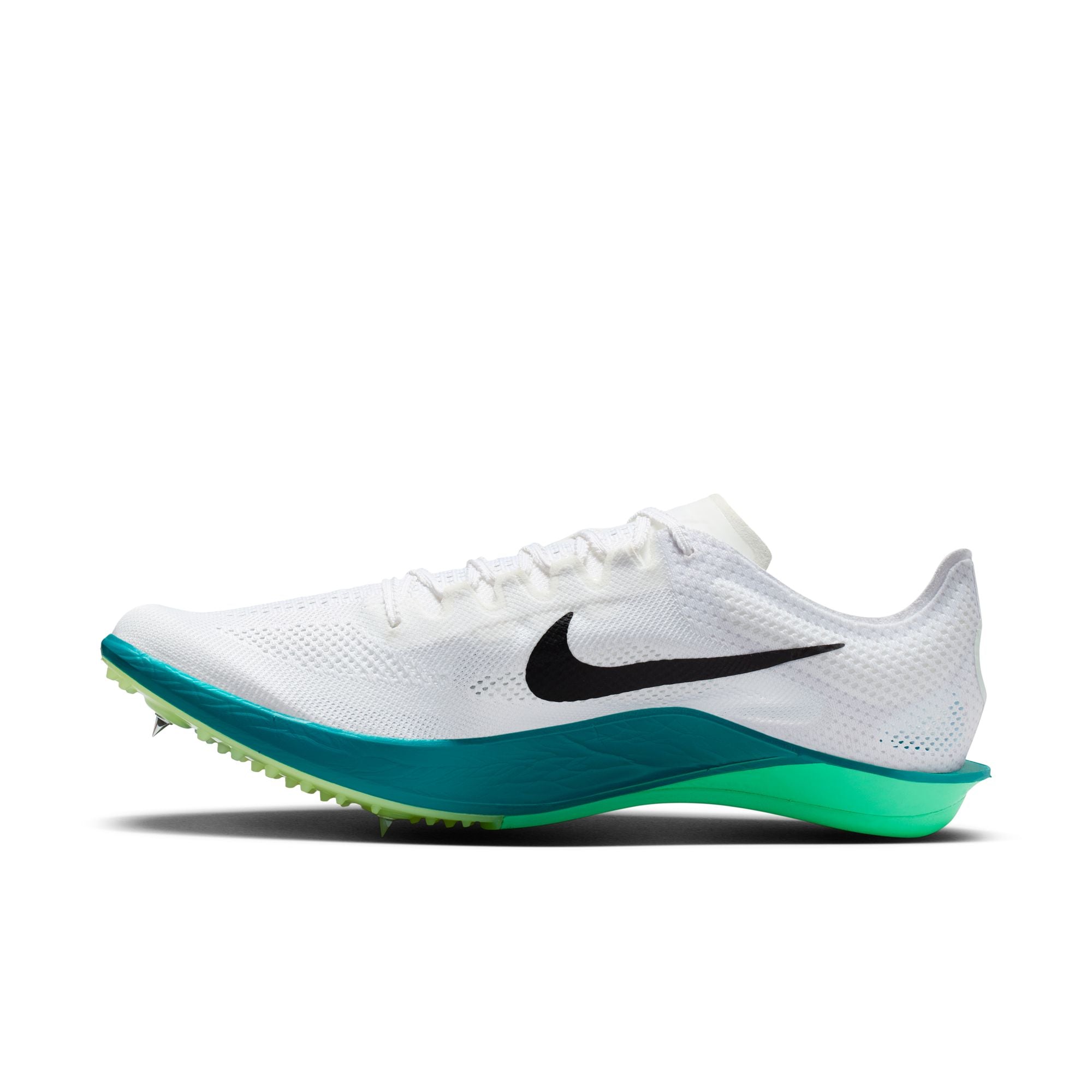 Nike ZoomX Dragonfly 2 Running Spikes White / Black / Bright Spruce / Electric Algae - Achilles Heel