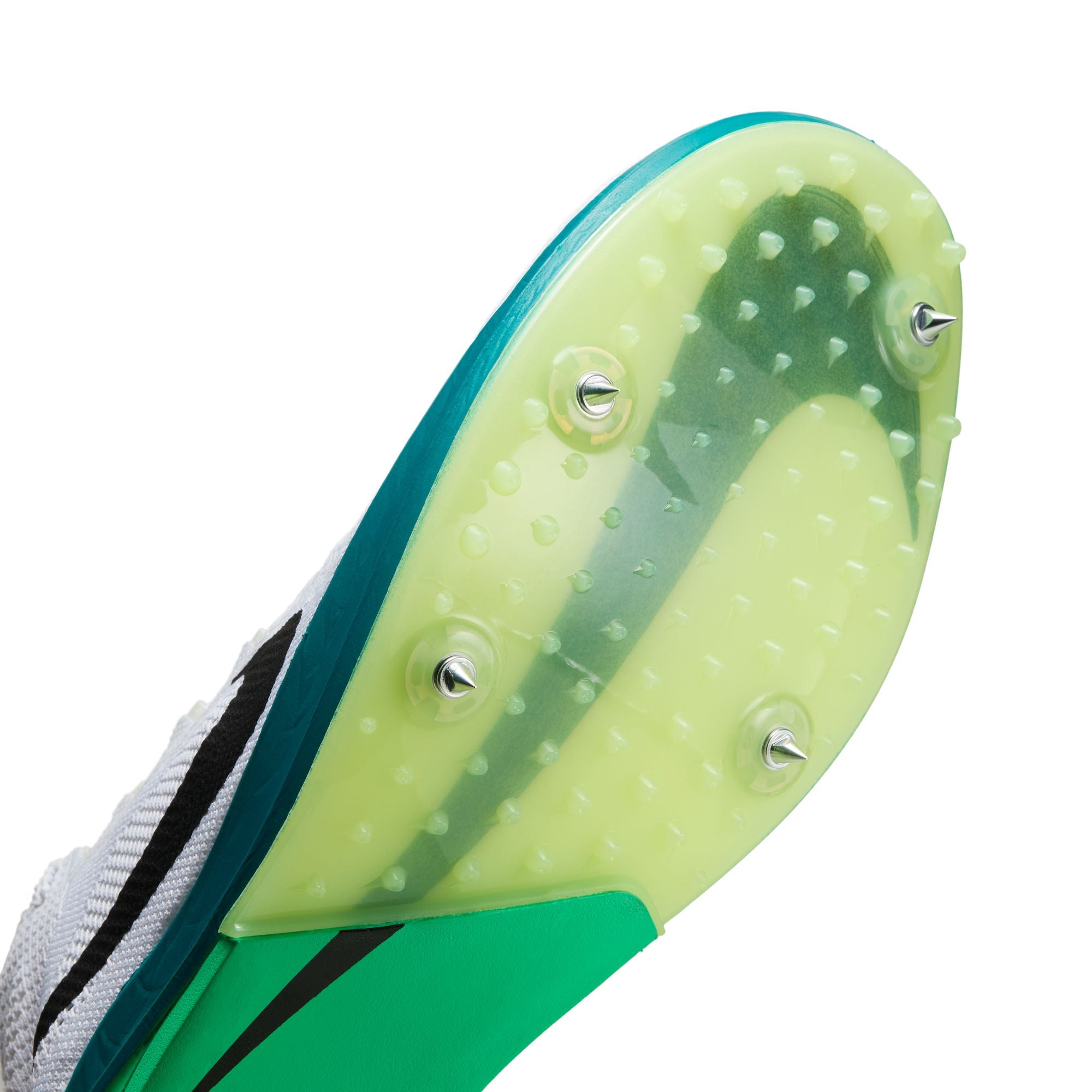 Nike ZoomX Dragonfly 2 Running Spikes White / Black / Bright Spruce / Electric Algae - Achilles Heel