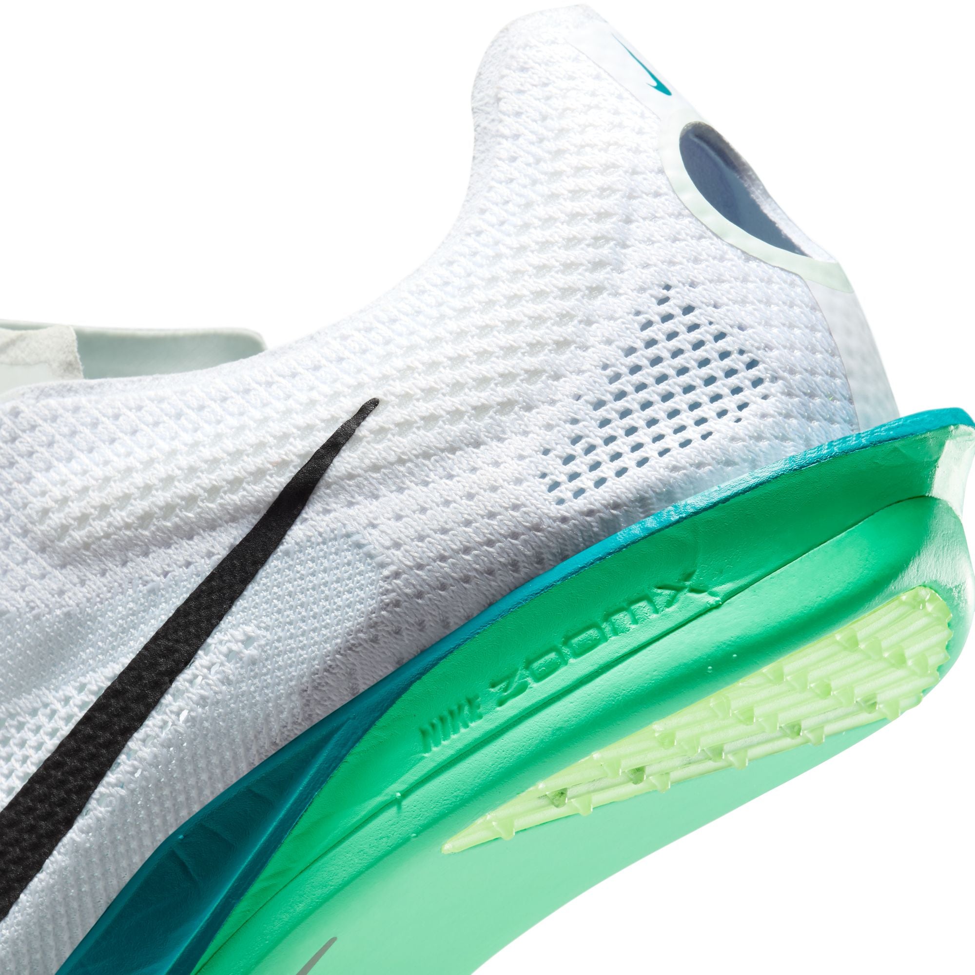 Nike ZoomX Dragonfly 2 Running Spikes White / Black / Bright Spruce / Electric Algae - Achilles Heel