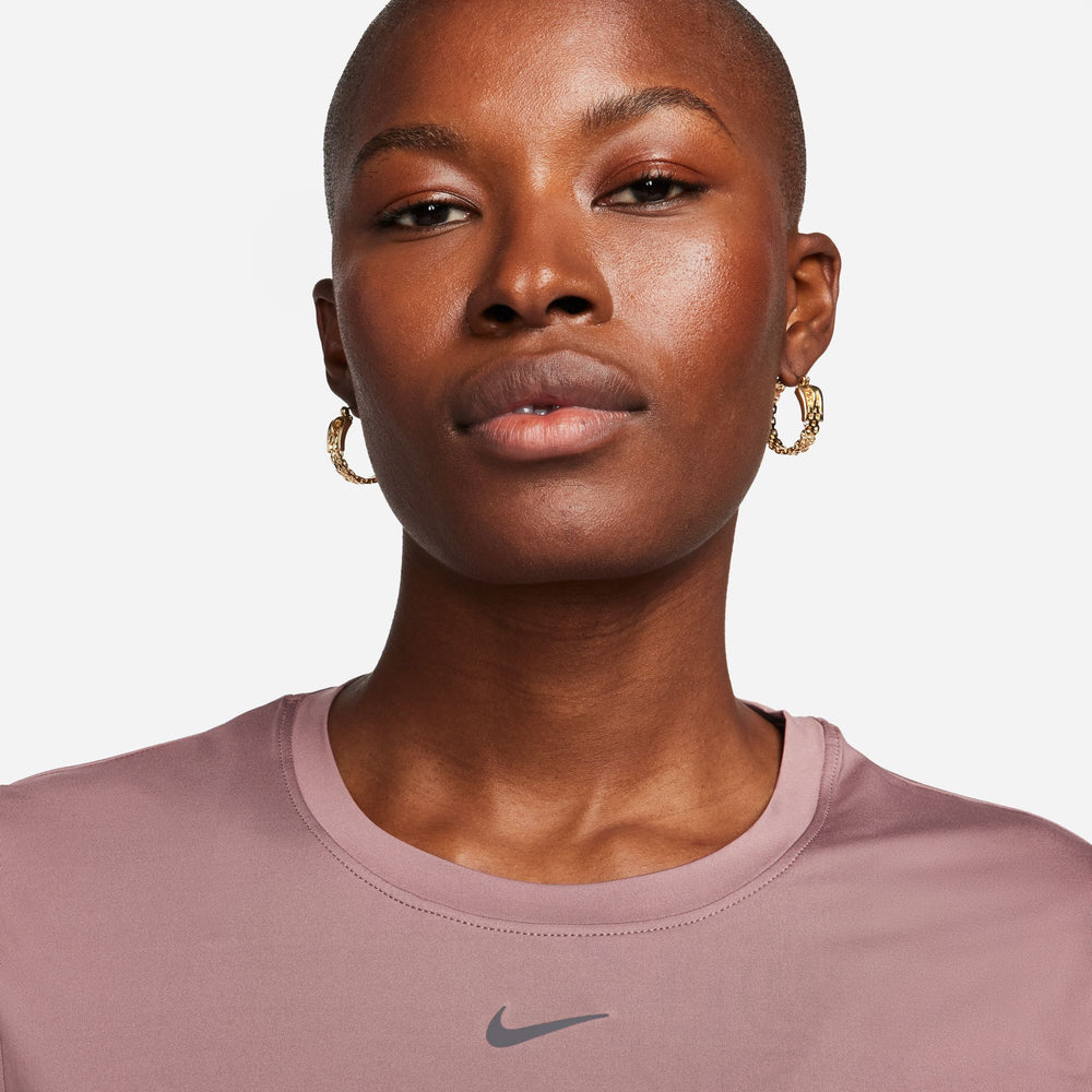 Nike Women's One Dri-FIT Classic Tee Smokey Mauve / Black - achilles heel