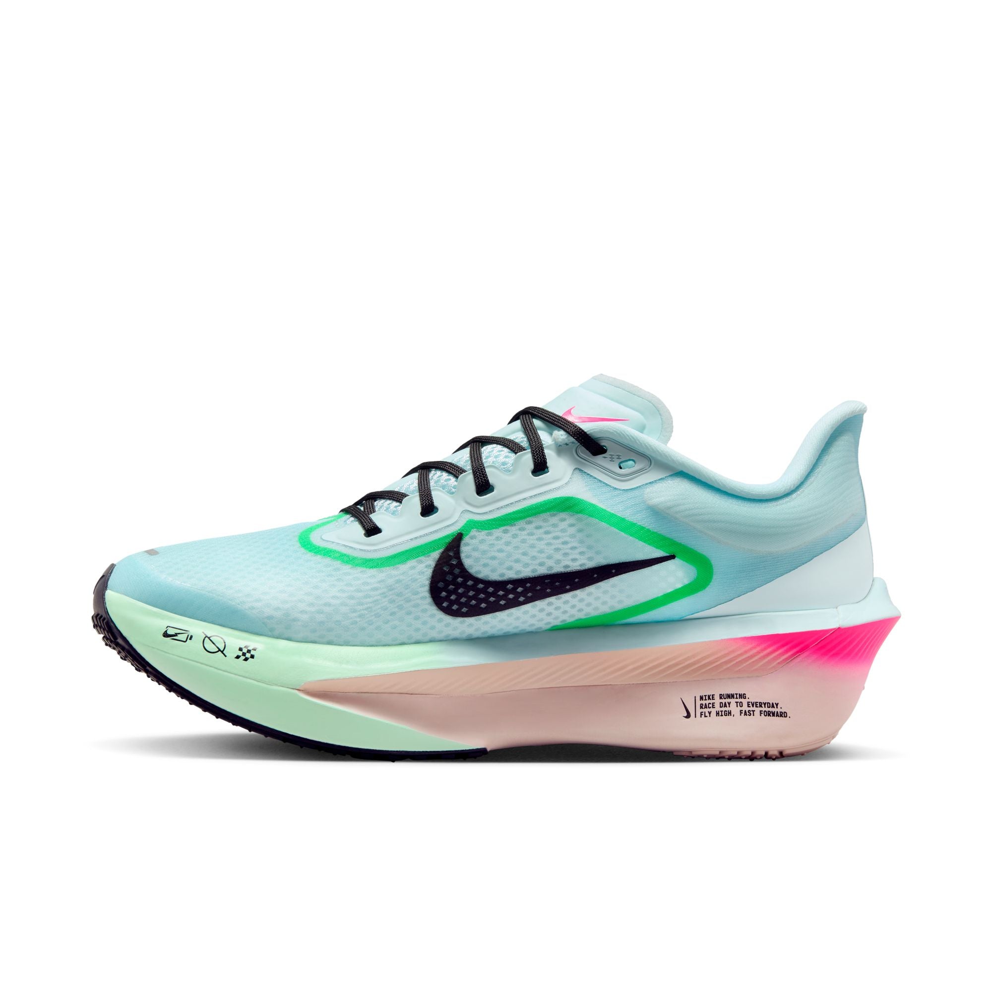 Women's Zoom Fly 6 Running Shoes Glacier Ice / Hyper Pink / Green Shock / Black - Achilles Heel
