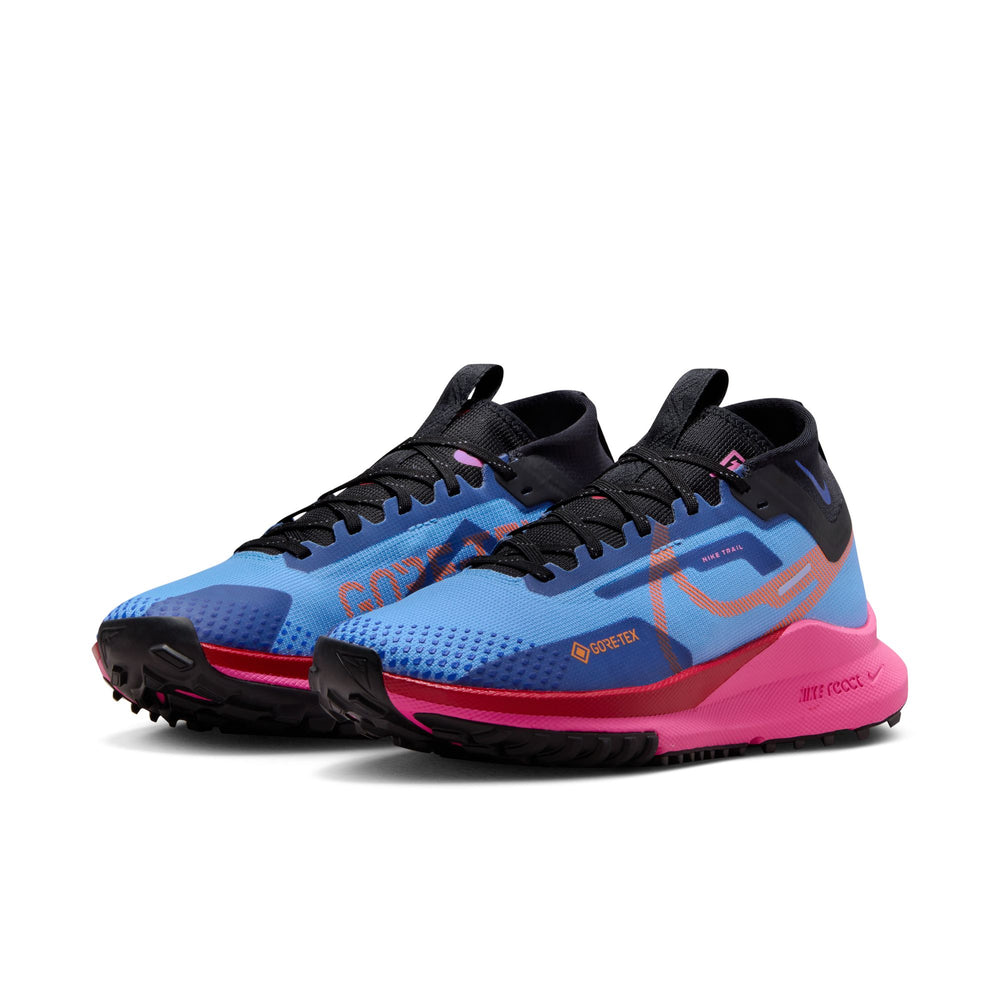 Nike Women's React Pegasus Trail 4 GORE-TEX Trail Running University Blue / Safety Orange / Pink Glow - achilles heel