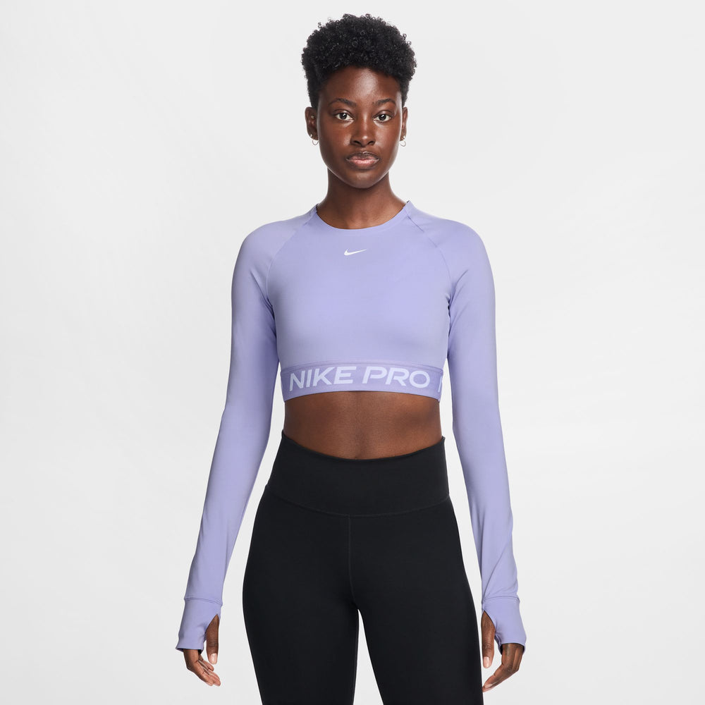 Nike Women's Pro Dri-FIT Cropped Top Lilac Ice / White - achilles heel