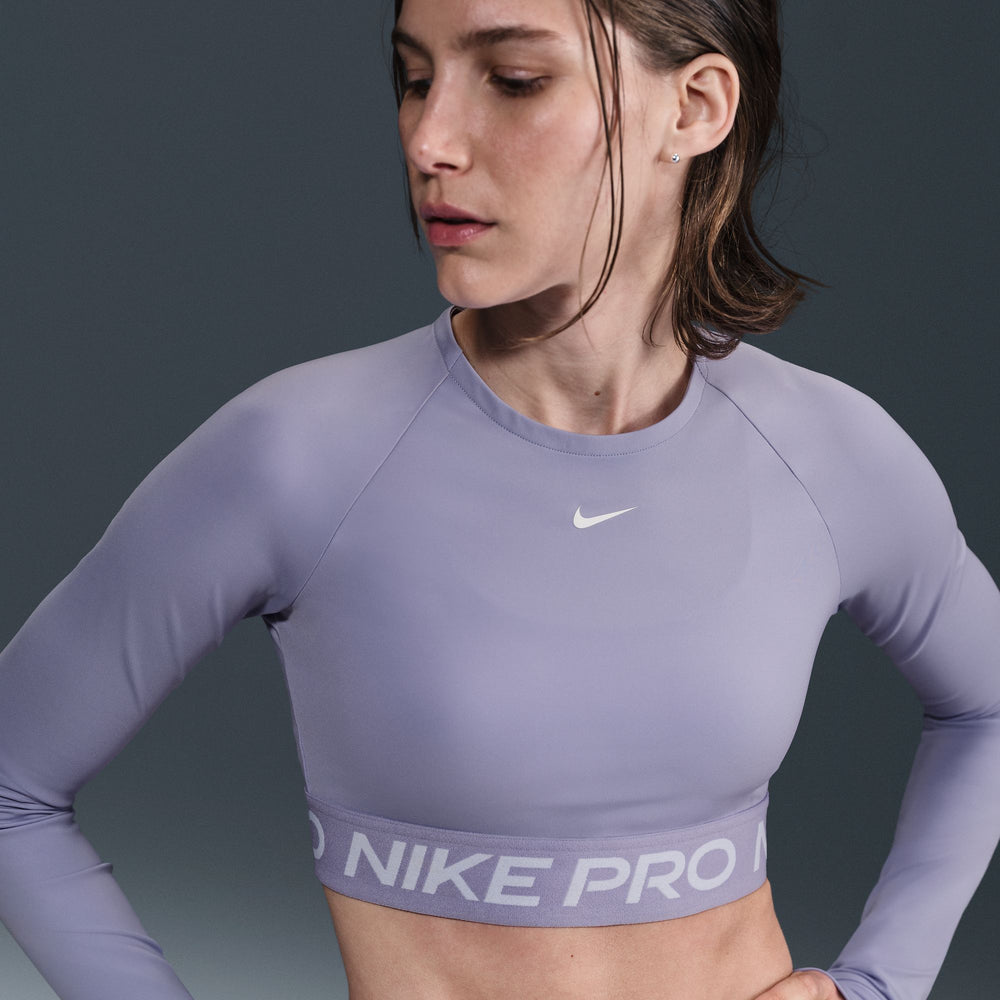 Nike Women's Pro Dri-FIT Cropped Top Lilac Ice / White - achilles heel