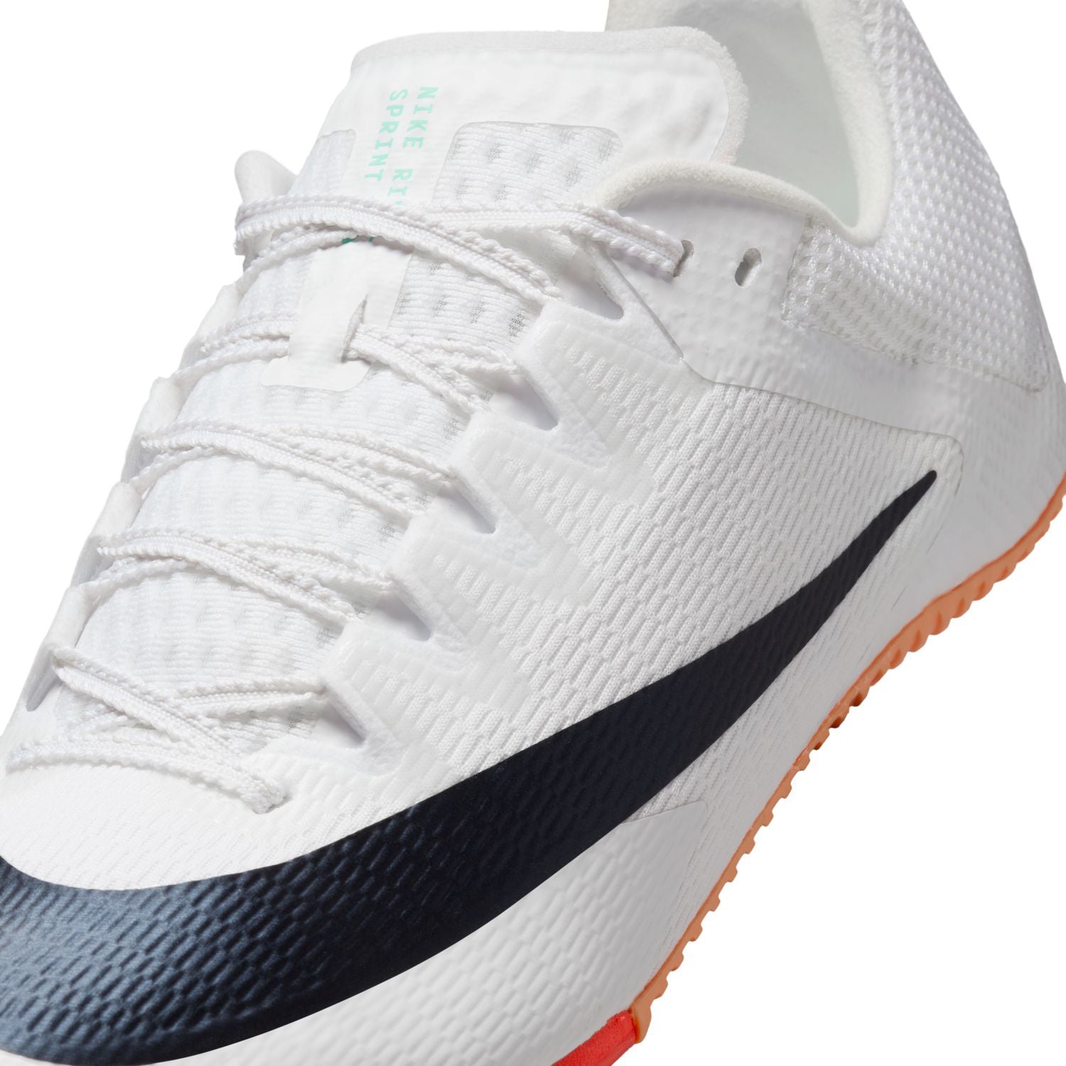 Zoom Rival Sprint Running Spikes White / Obsidian / Bright Crimson / Hyper Turquoise - Achilles Heel