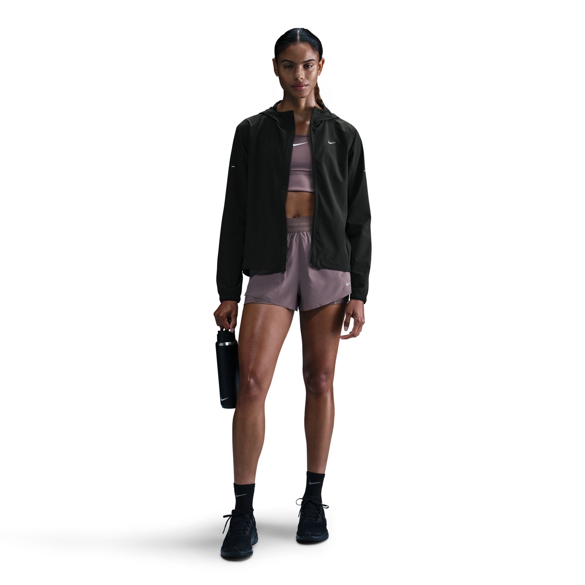 Women's Swift Repel Packable Running Jacket Black - Achilles Heel