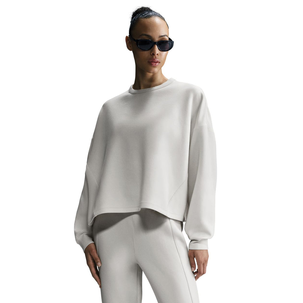 Nike Women's Dri-FIT 24.7 Oversized Crew Neck Top Light Orewood Brown / Light Iron Ore - achilles heel