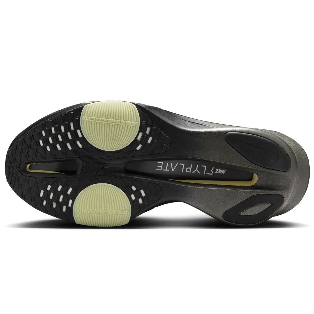 Nike Men's Alphafly 3 Running Shoes Black / Olive Aura / Metallic Silver / Metallic Medium Ash - achilles heel
