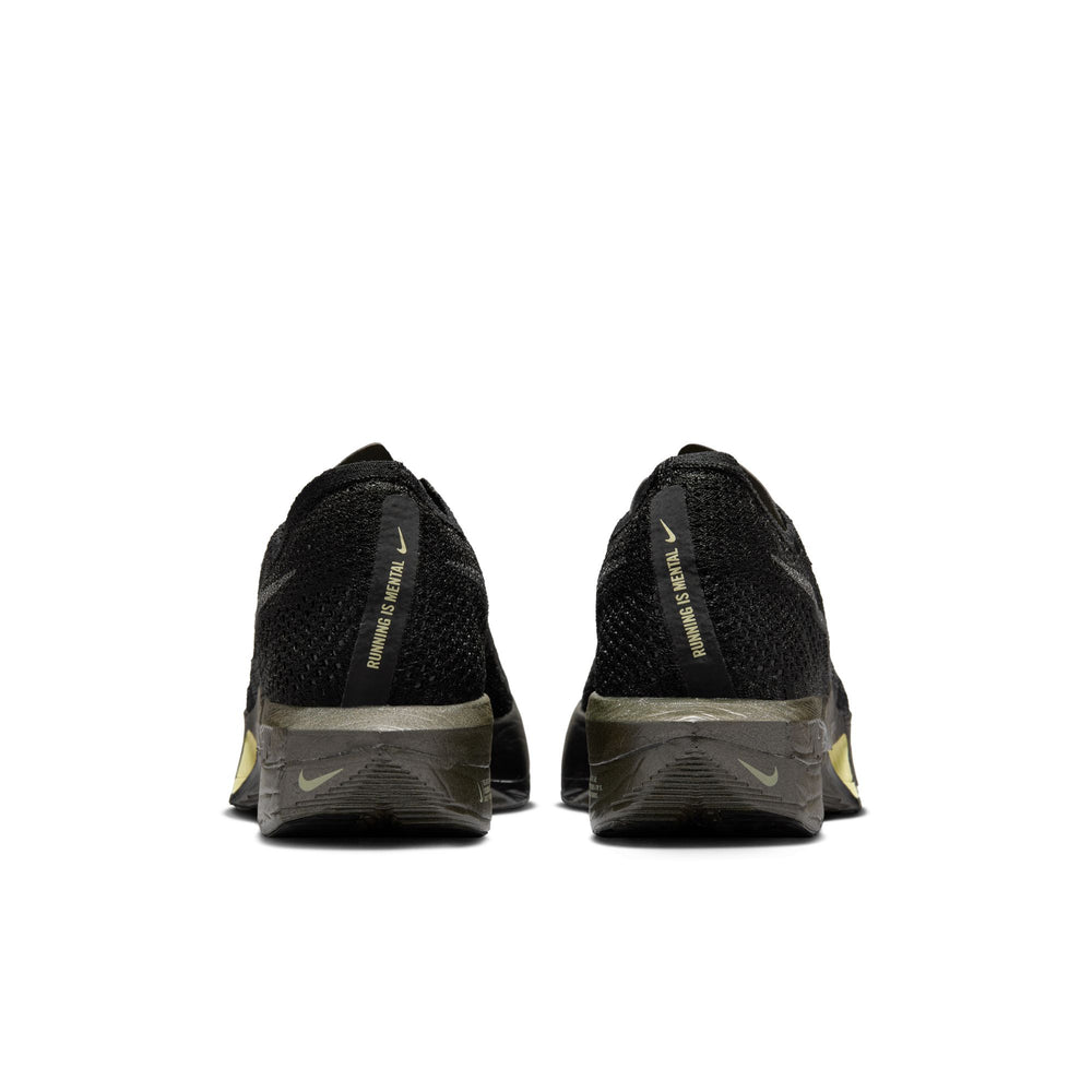 Nike Men's Vaporfly 3 Running Shoes Black / Olive Aura / Metallic Medium Ash - achilles heel