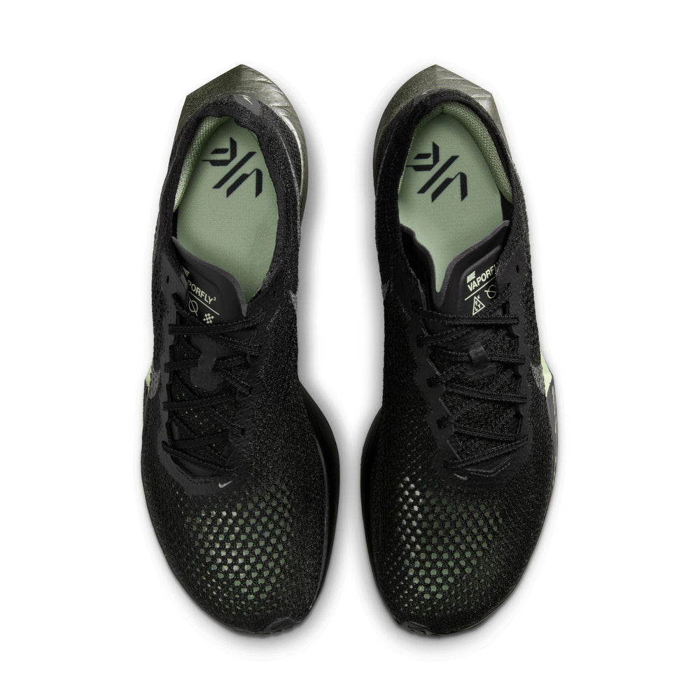 Nike Men's Vaporfly 3 Running Shoes Black / Olive Aura / Metallic Medium Ash - achilles heel