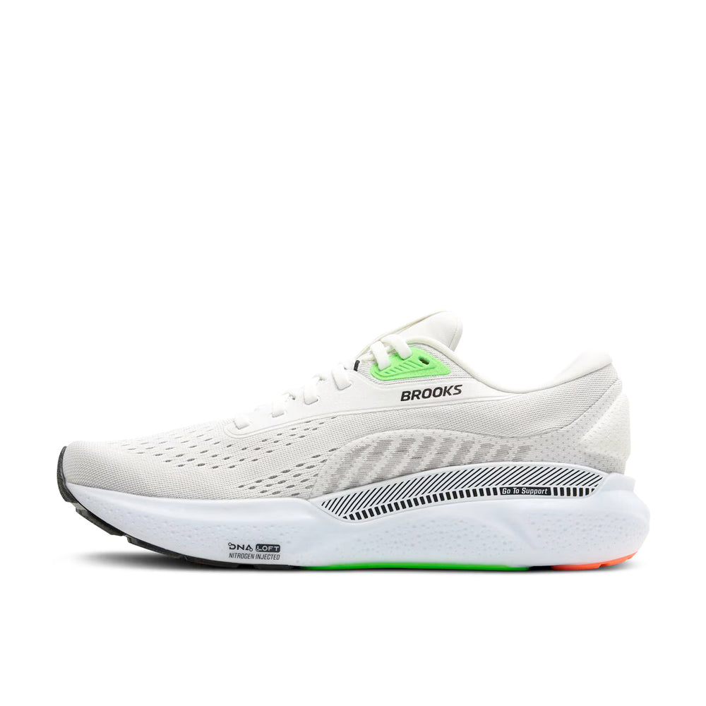 Brooks Men's Adrenaline GTS 24 Running Shoes White / Gecko / Atomizer - achilles heel