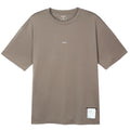 Satisfy AuraLite Tee Pigment Falcon front product view showing lightweight AuraLite recycled micro jersey from Japan with reflective SATISFY logo and fast-dry construction