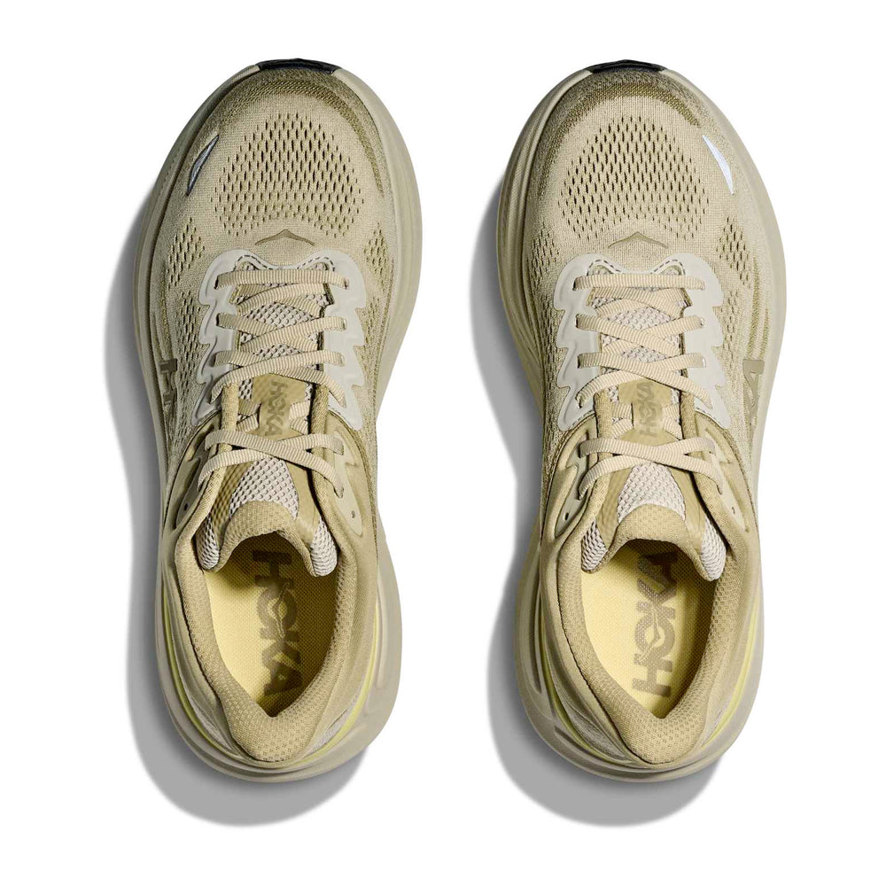 Hoka Men's Bondi 9 Running Shoes Grassland / Oyster Mushroom - achilles heel