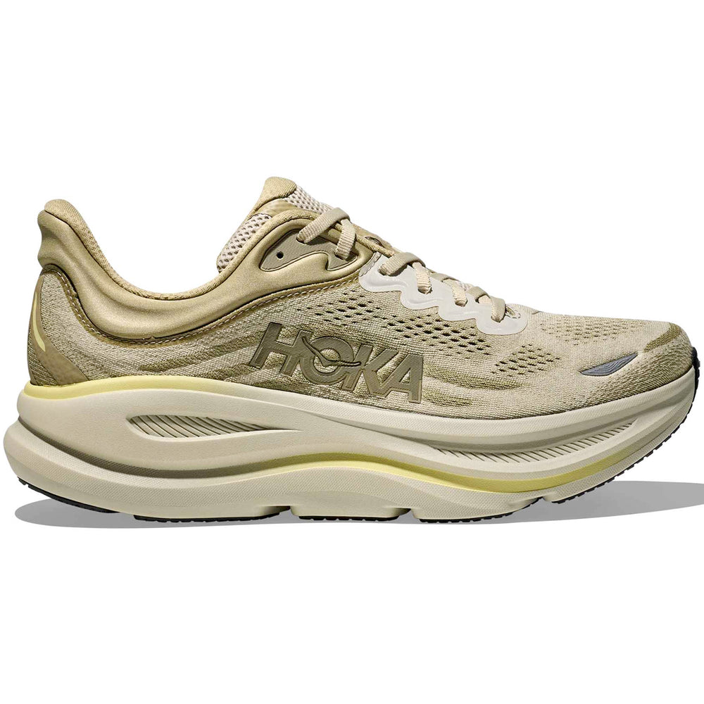 Hoka Men's Bondi 9 Running Shoes Grassland / Oyster Mushroom - achilles heel