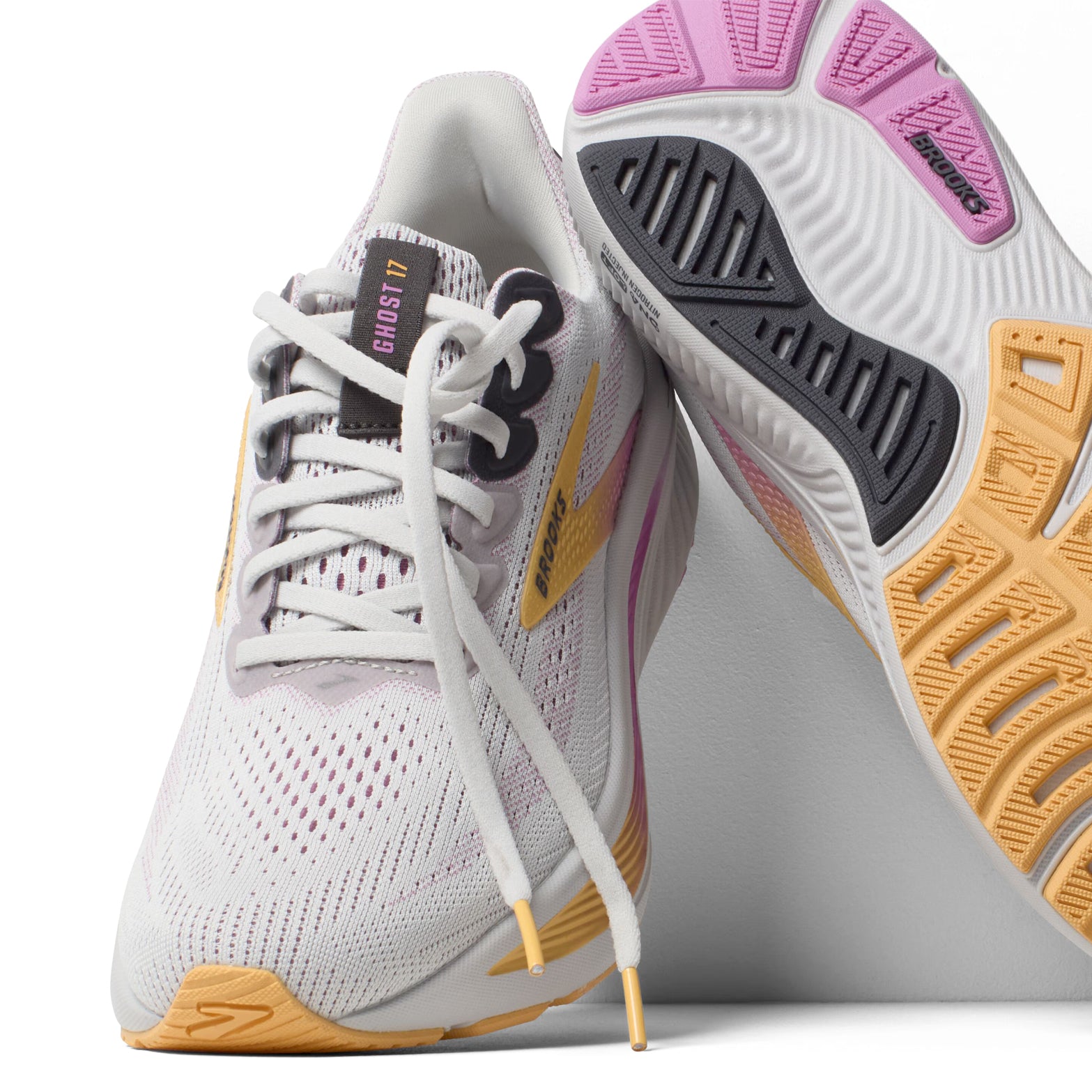 Women's Ghost 17 Running Shoes Oyster / Apricot / Pink - Achilles Heel