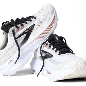 Brooks Women's Ghost 17 Running Shoes White / Black / Rose Gold - achilles heel