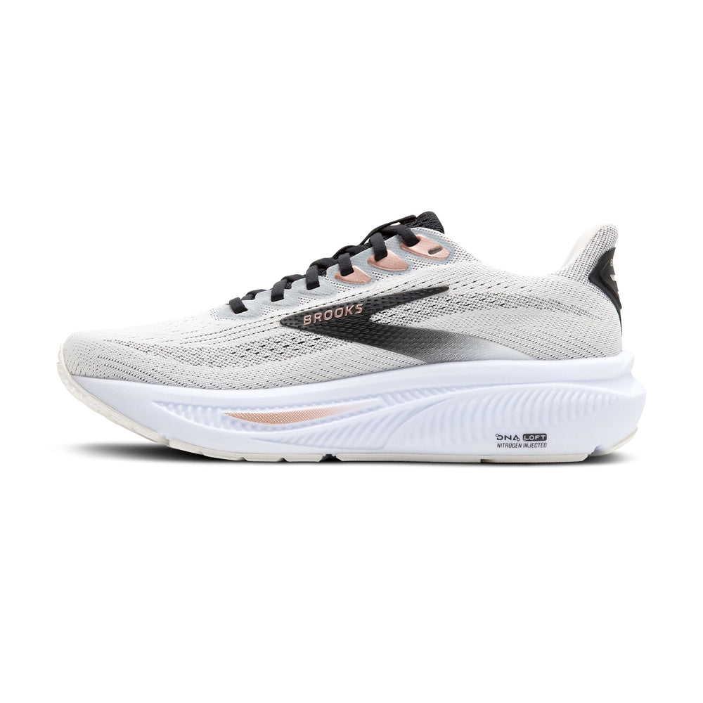 Brooks Women's Ghost 17 Running Shoes White / Black / Rose Gold - achilles heel
