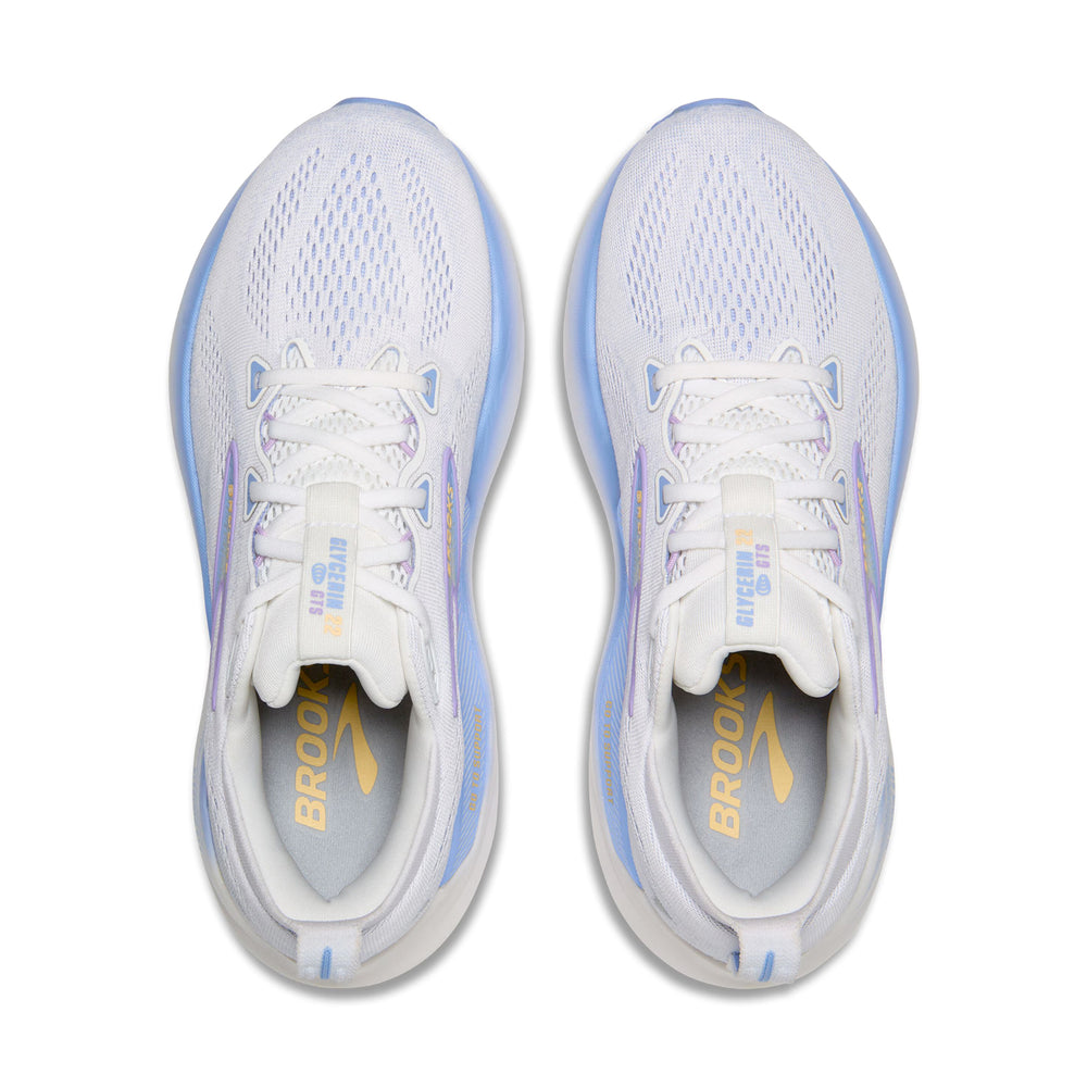 Brooks Women's Glycerin GTS 22 Running Shoes White / Blue Heron / Apricot - achilles heel