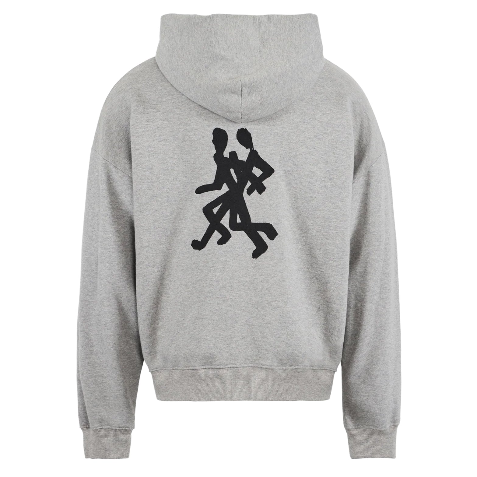 District Vision California Cotton Hoodie in Runners Heather Grey — back product shot showing slightly cropped boxy silhouette and heather grey pigment dye stone wash 11.5oz loop terry construction