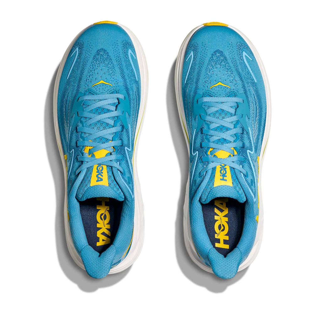 Hoka Men's Clifton 10 Wide Fit Running Shoes Alpine Blue / Foggy Night - achilles heel