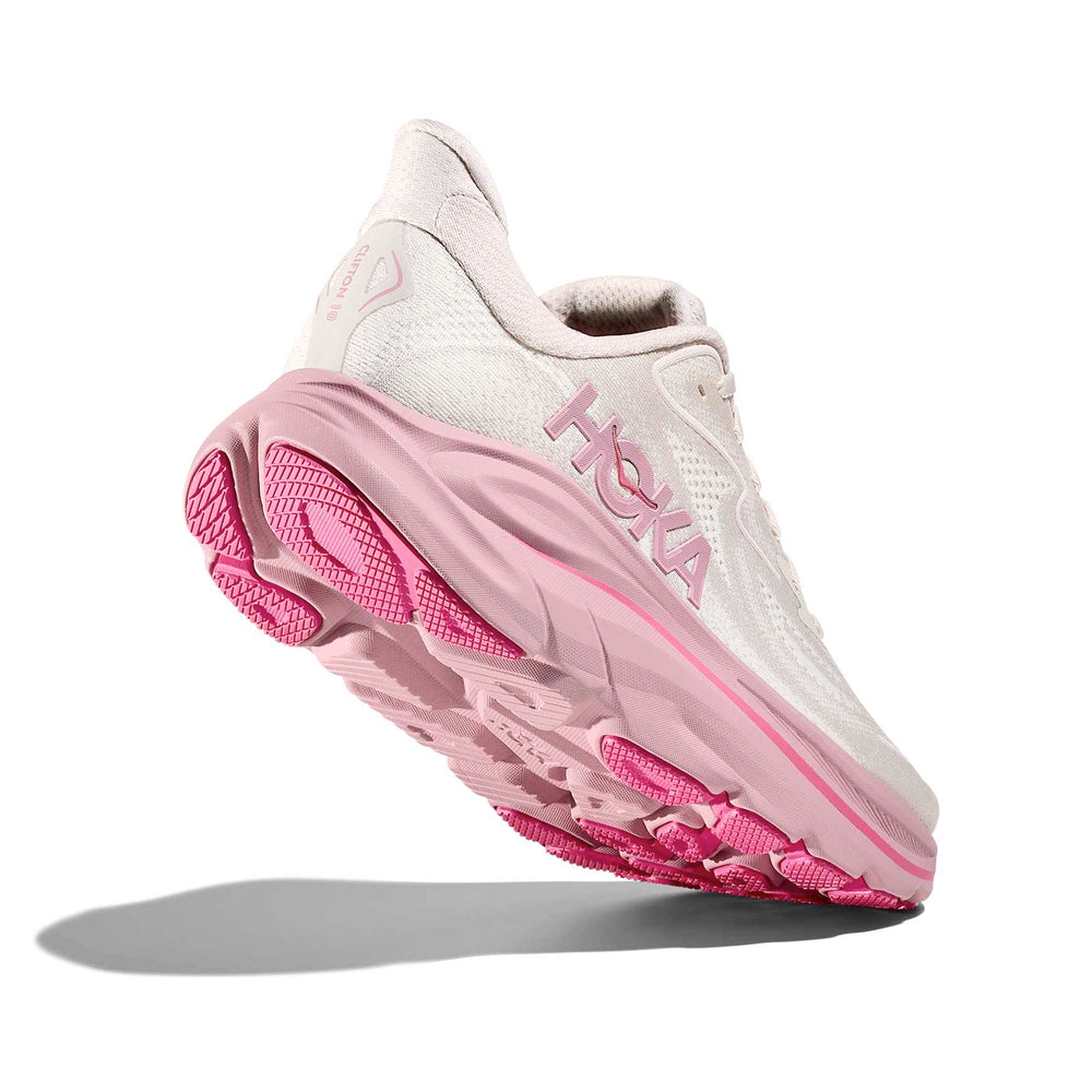 Hoka Women's Clifton 10 Wide Fit Running Shoes Rose Cream / Dried Rose - Achilles Heel
