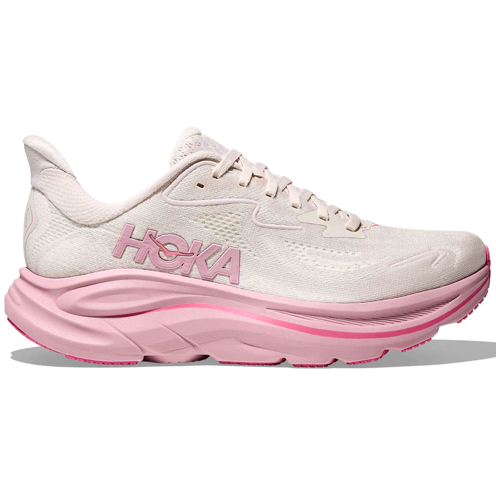 Hoka Women's Clifton 10 Wide Fit Running Shoes Rose Cream / Dried Rose - Achilles Heel
