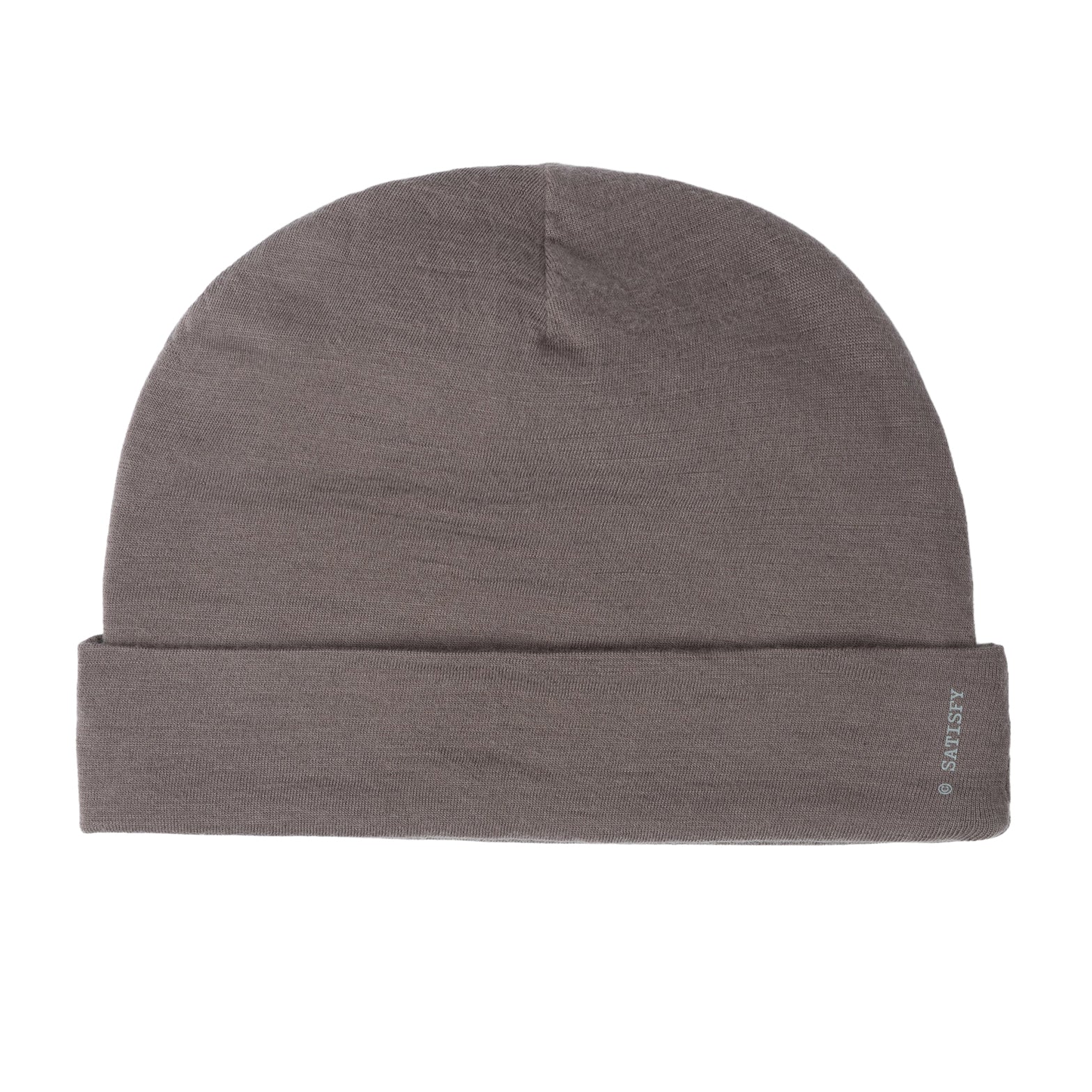 Satisfy CloudMerino™ Beanie in Shark — back product shot showing beanie silhouette and shark grey CloudMerino™ Optimo wool jersey construction detail