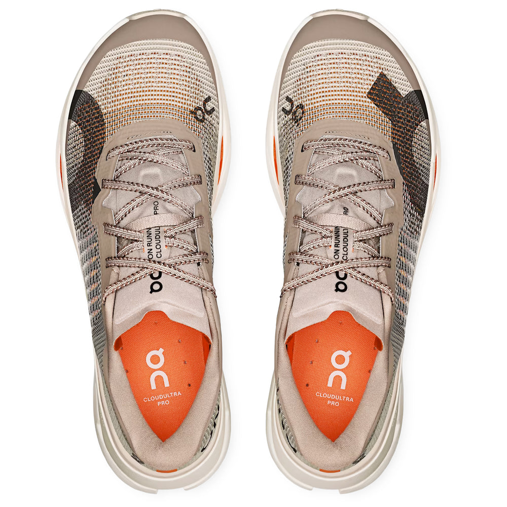 On Men's Cloudultra Pro Trail Running Shoes Cinder / Pearl - achilles heel