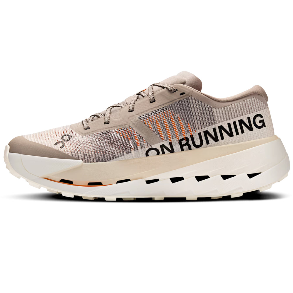 On Men's Cloudultra Pro Trail Running Shoes Cinder / Pearl - achilles heel