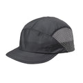 Goldwin Compact Run Mesh Cap Mid Grey side view showing lightweight foldable construction with side mesh inserts and shorter canopy for wider vision