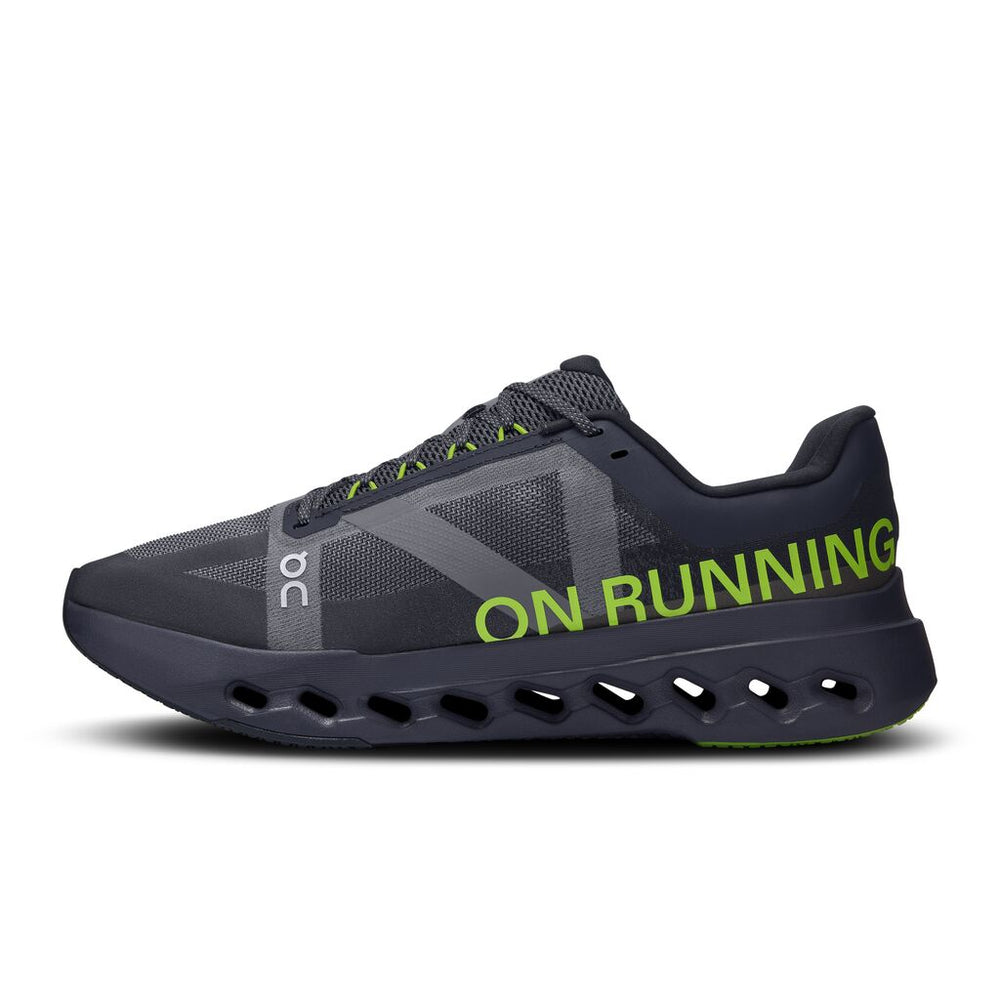 On Men's Cloudsurfer Next Running Shoes Black / Iron - achilles heel