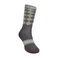 Soar Diamond Crew Socks Dark Grey Warm Grey front view showing open mesh knit midfoot, ribbed mid-calf cuff and diamond pattern detail