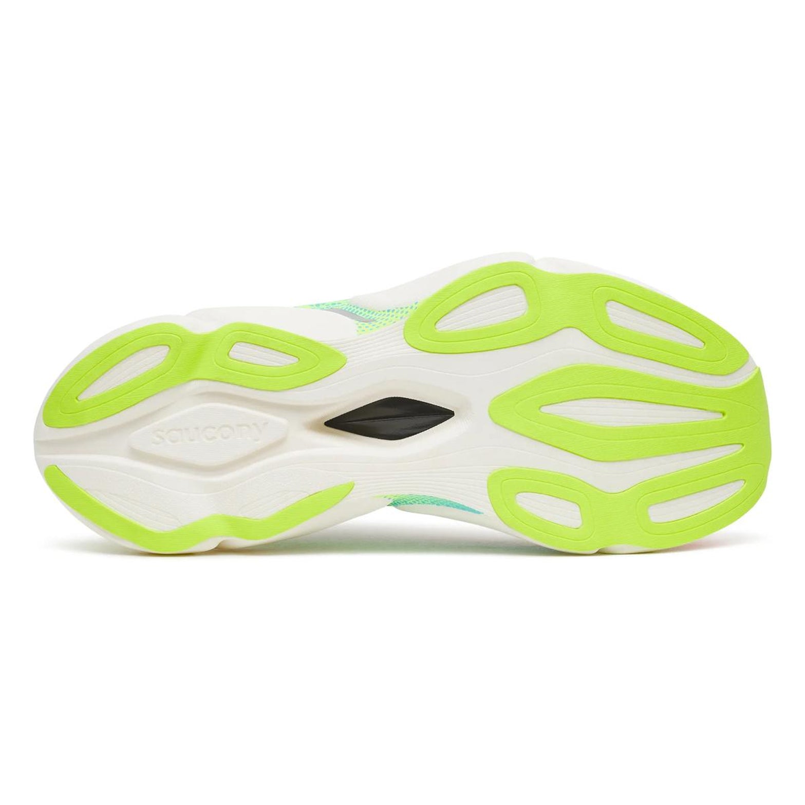 Saucony Endorphin Elite 3 Running Shoes White Multi sole view displaying PWRTRAC rubber outsole for reliable grip and durability at race pace