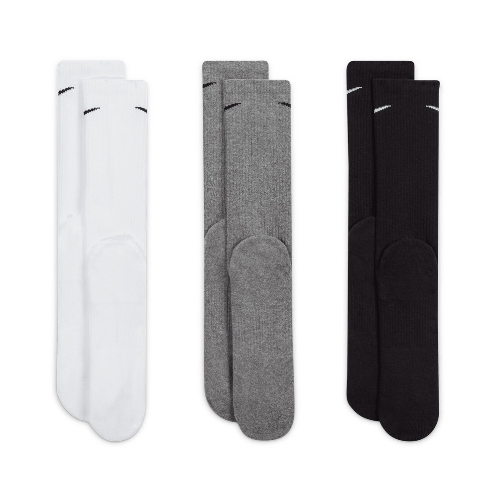 Everyday Plus Cushion Crew Socks 3 Pack Black / White / Grey - Achilles Heel