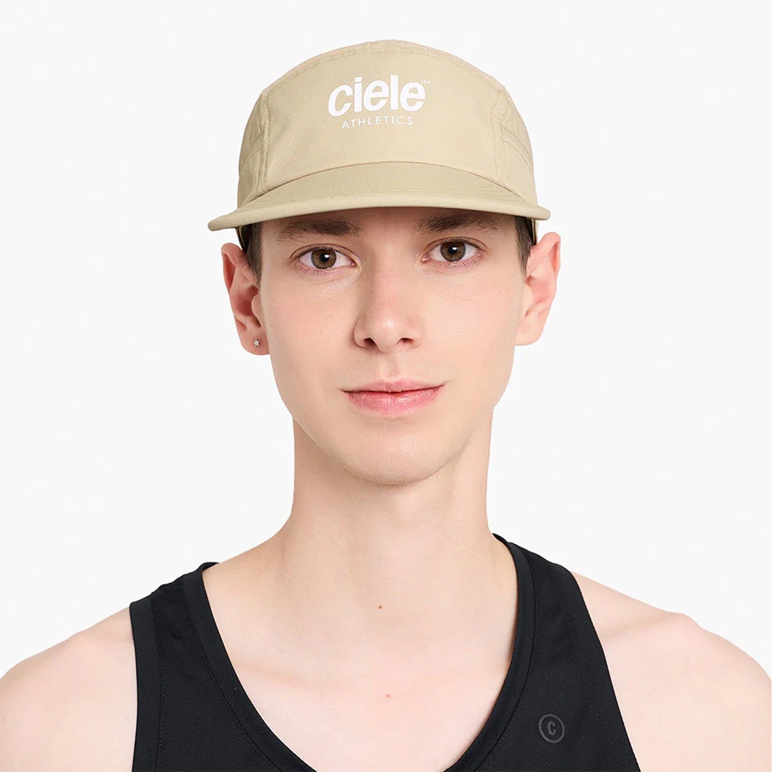 Ciele GOCap Classic Athletics Safari front view on runner showing SOFTflat brim and adjustable fit