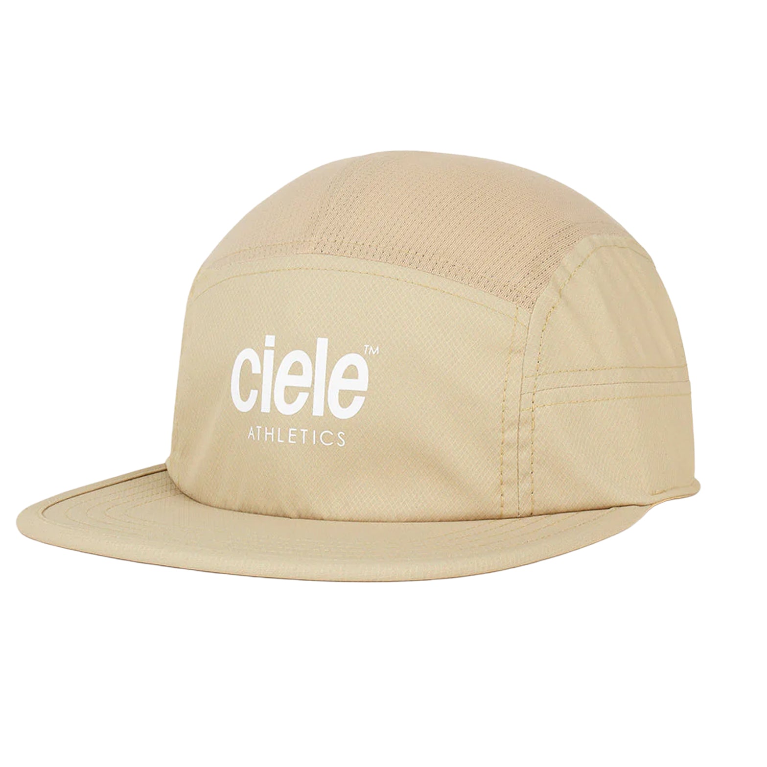 Ciele GOCap Classic Athletics Safari front view showing reflective Athletics logo and 5-panel construction