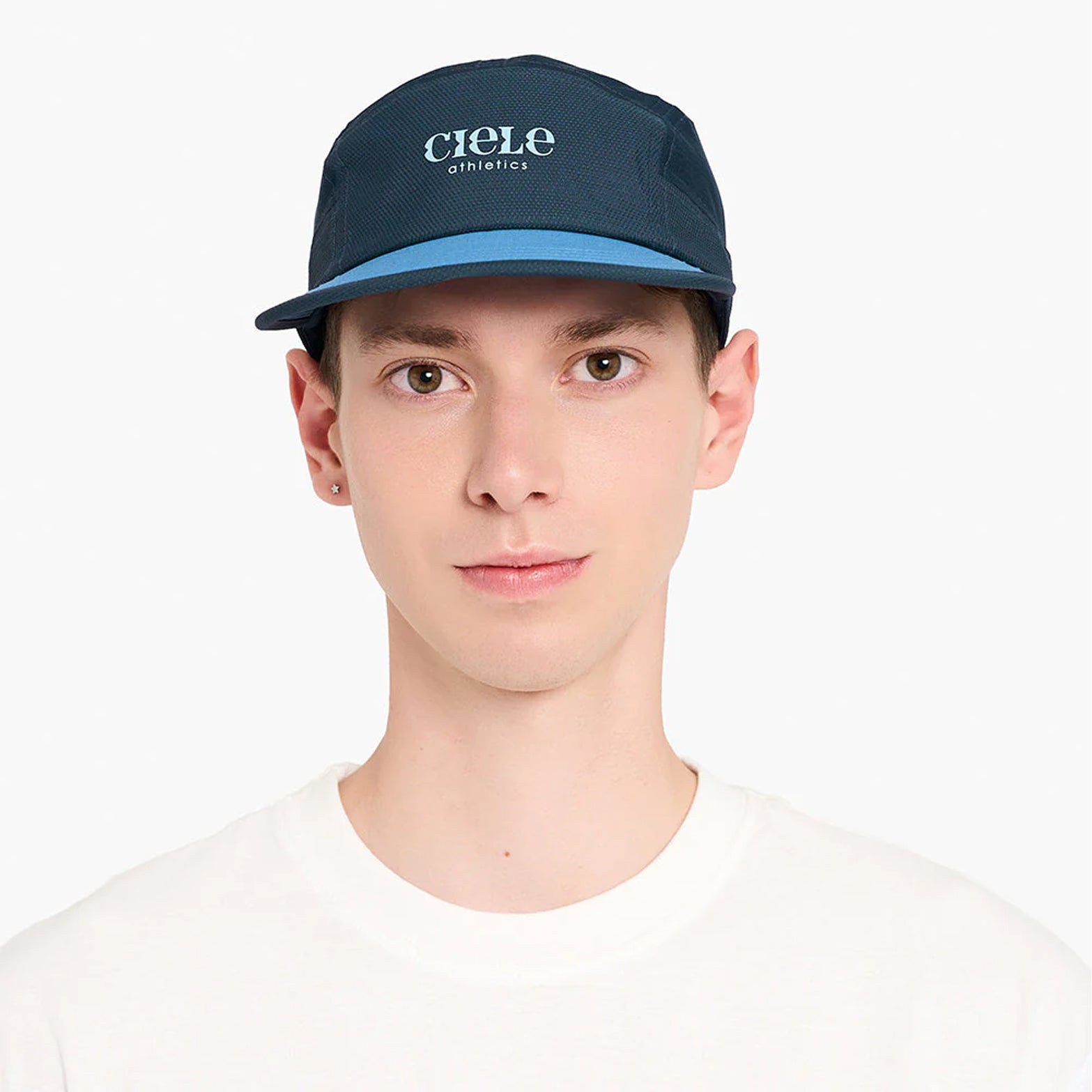 Ciele GOCap EQ Nouveau Deep Space front view on runner showing SOFTflat brim and versatile low-key aesthetic