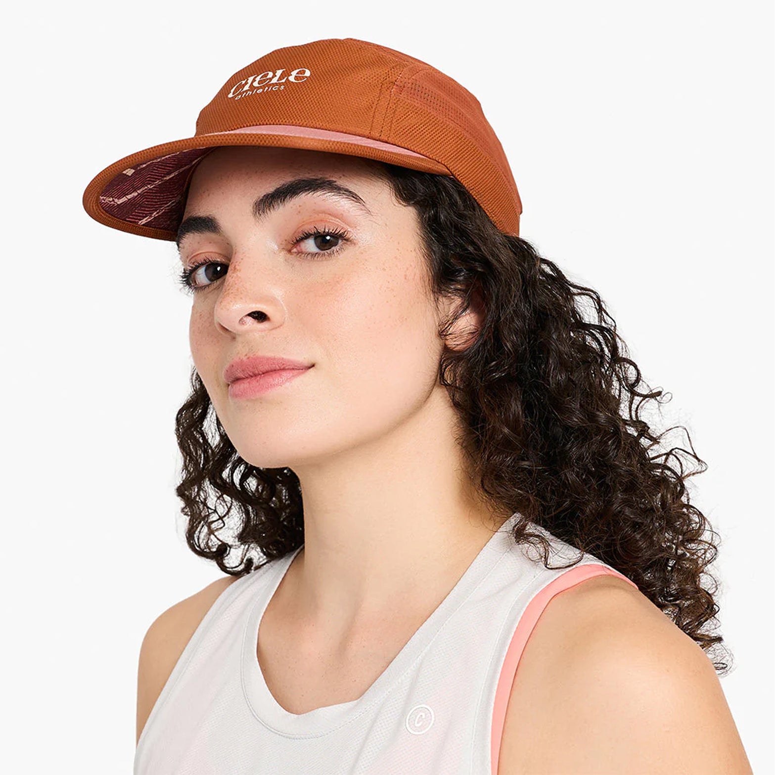 Ciele GOCap EQ Nouveau GingerBread side view on runner showing TUFFtek canvas exterior and MIKRAmesh ventilation panels