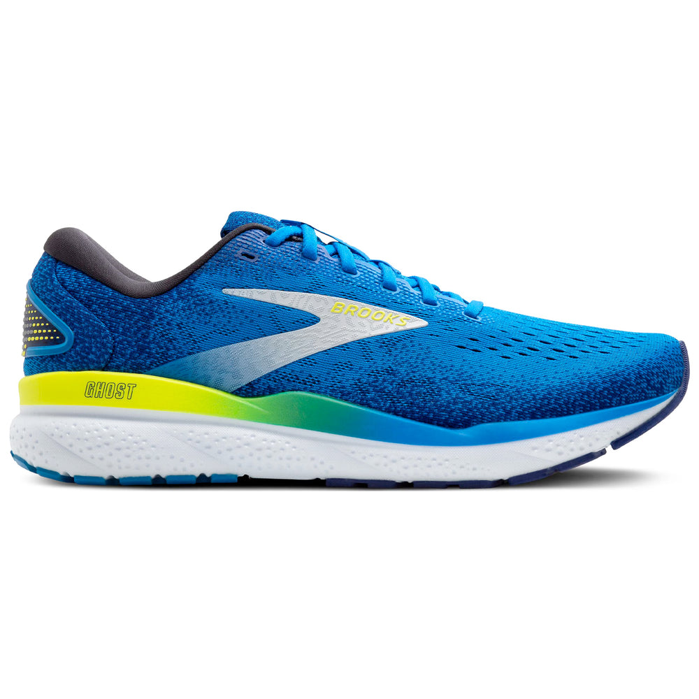 Brooks Men's Ghost 16 Running Shoes Electric Blue / Navy / Lemon - achilles heel