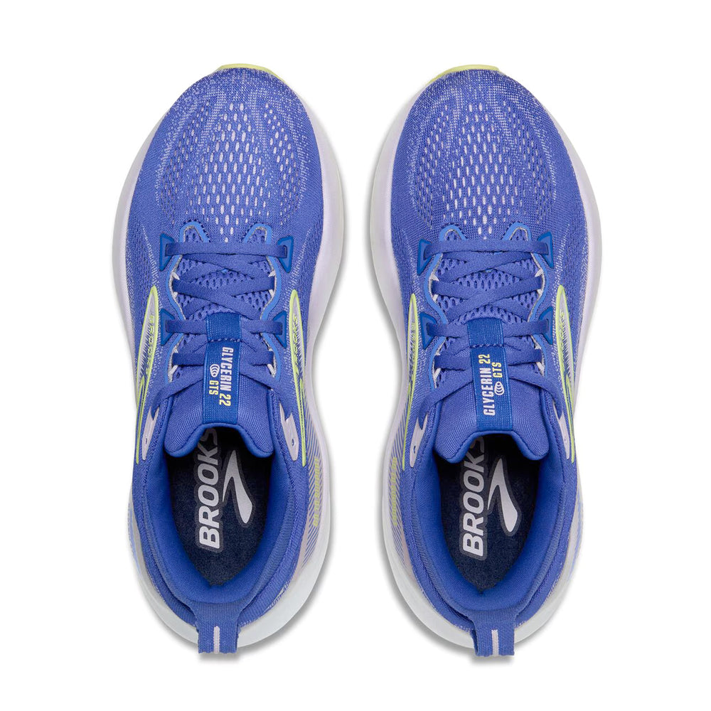 Brooks Women's Glycerin GTS 22 Running Shoes Amparo Blue / Hyper Iris / Yellow - achilles heel