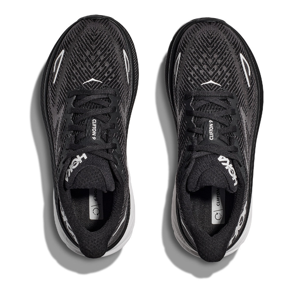 Hoka Men's Clifton 9 Running Shoes Black / White - Achilles Heel